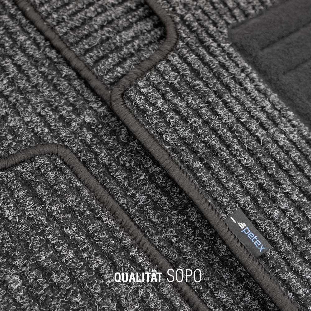 PETEX Universal-Autoteppich Qualtät Sopo anthrazhit 4-tlg. Detailaufnahme