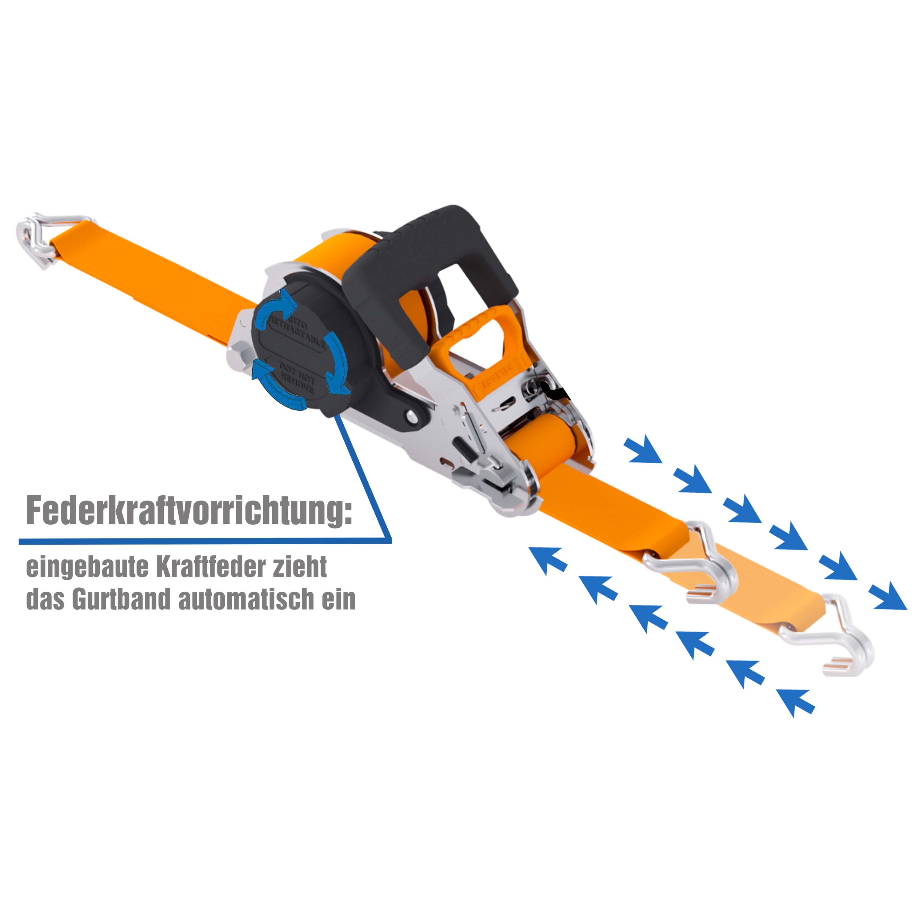 PETEX Automatik-Ratschenspanngurt mit Doppelspitzhaken