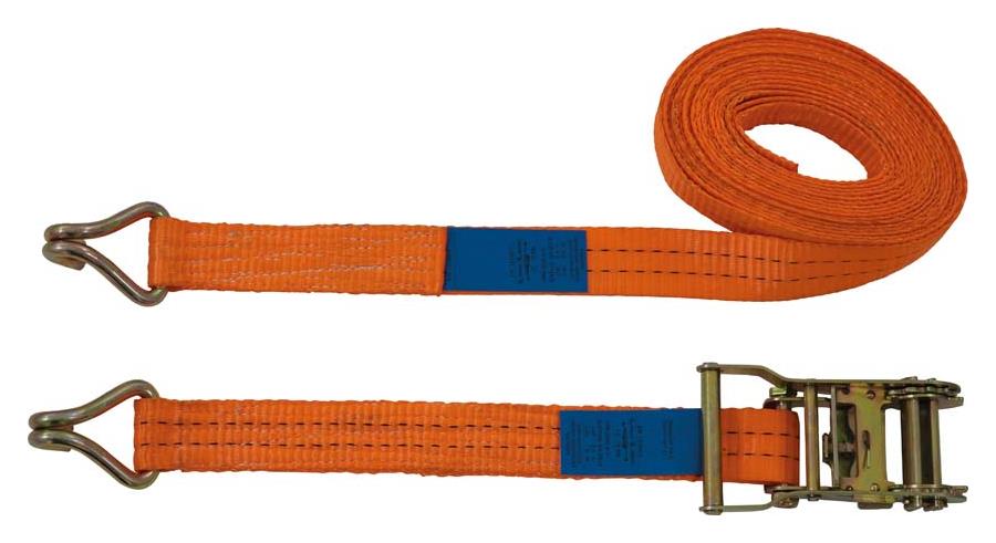 PETEX Ladungssicherung Ratschenspanngurt orange Doppelspitzhaken 6m