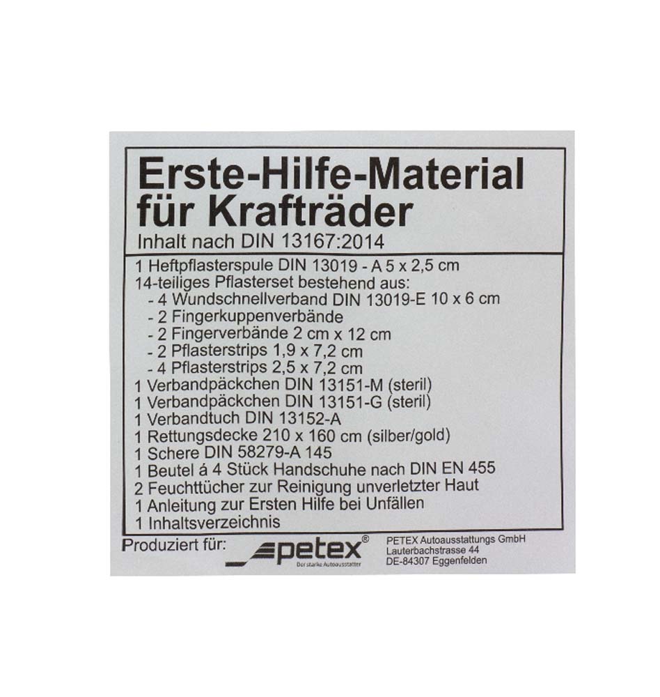 PETEX Sicherheitszubehoer Motorrad-Verbandtasche schwarz