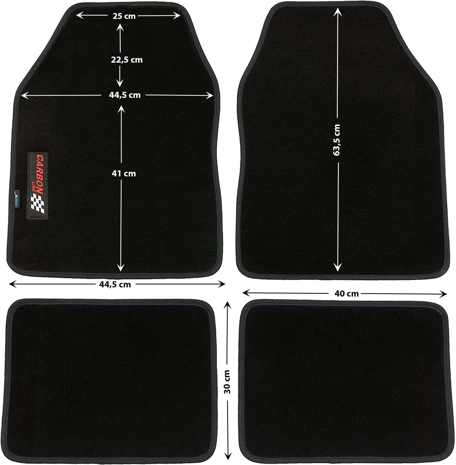 PETEX Universal-Autoteppich Qualtät Carbon schwarz 4-tlg.