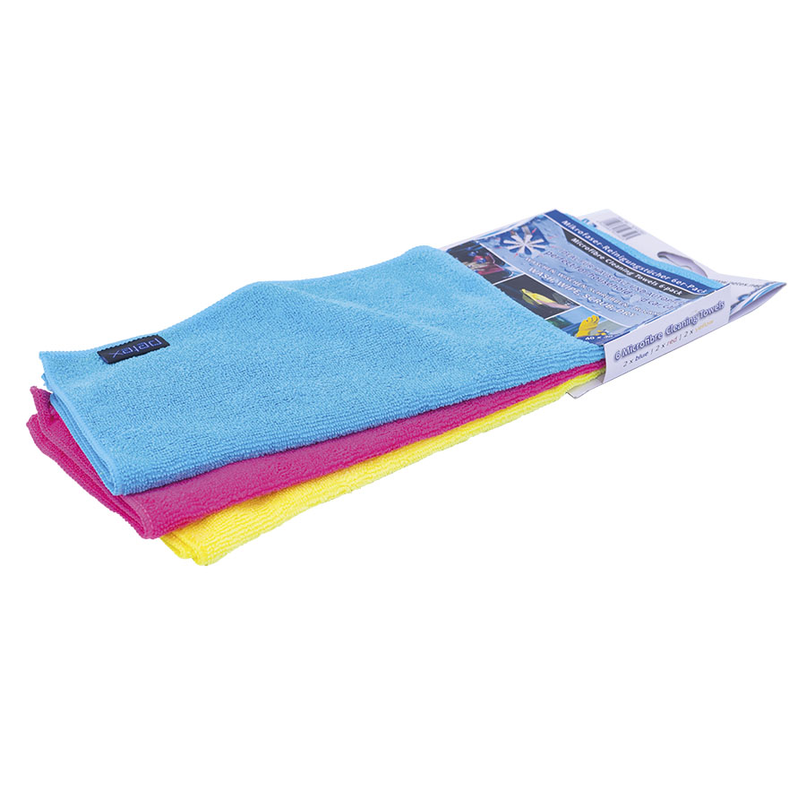 PETEX Mikrofaser Reinigungstuch 6er Pack ca 40 x 30 cm 2x rot 2x gelb 2x blau