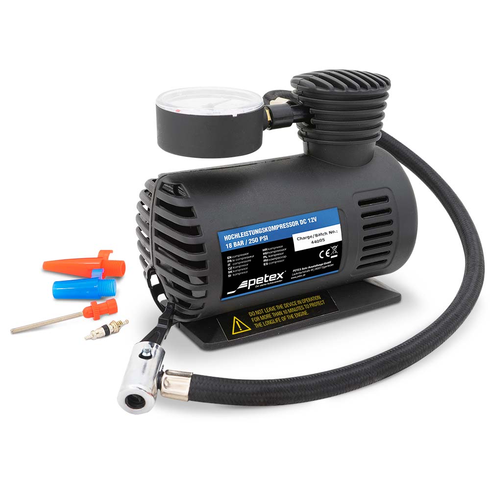PETEX Luftkompressor 12V 18 bar inkl 3-tlg Adapterset